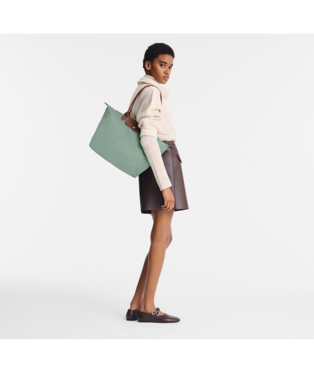 LONGCHAMP Бирюзовая кожаная сумка тоут, фото 5