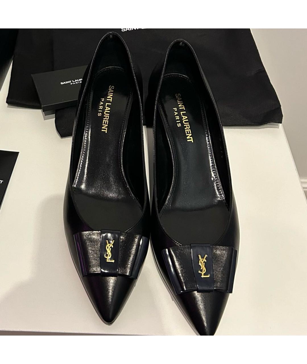 SAINT LAURENT Черные кожаные туфли, фото 3