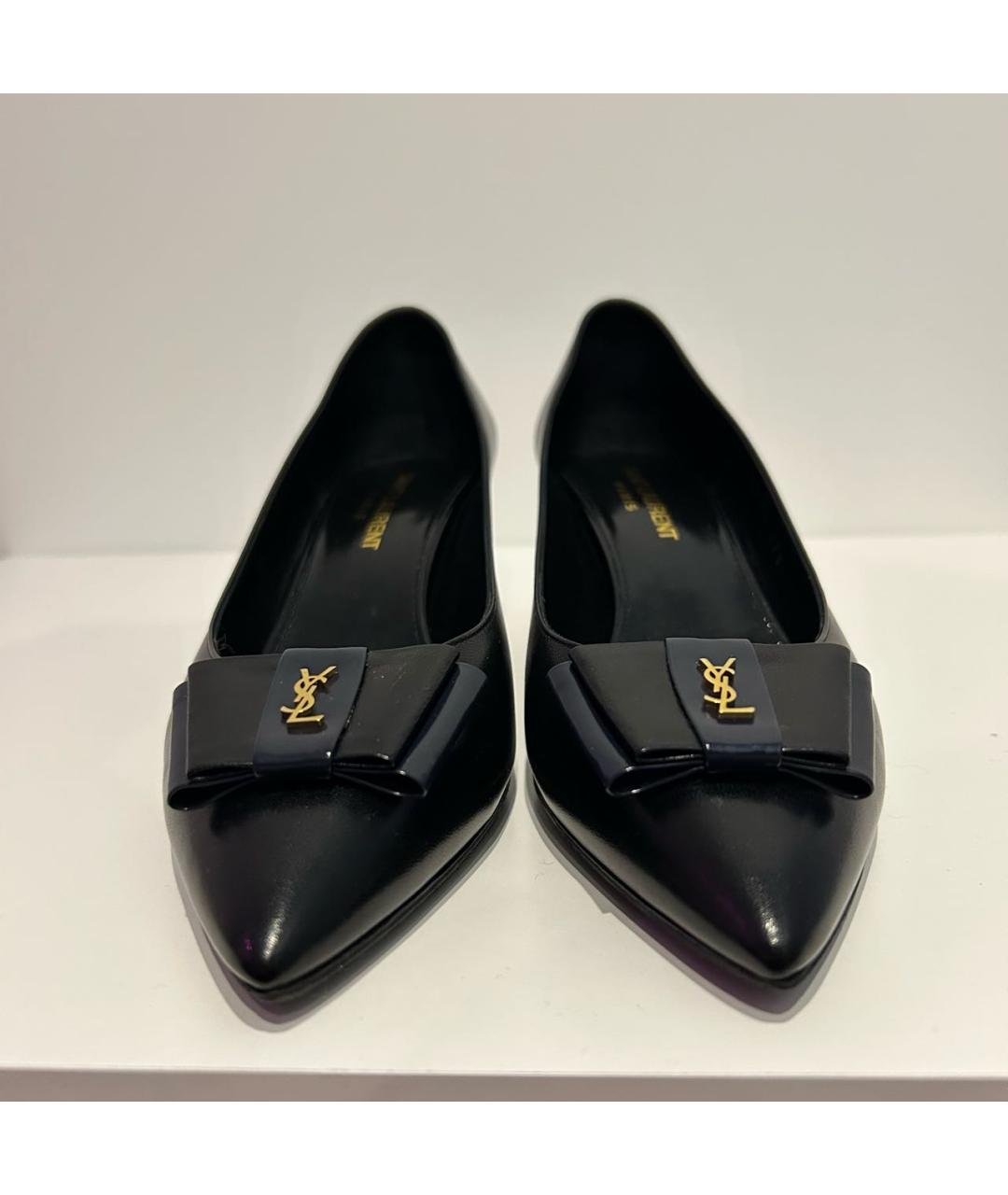SAINT LAURENT Черные кожаные туфли, фото 2