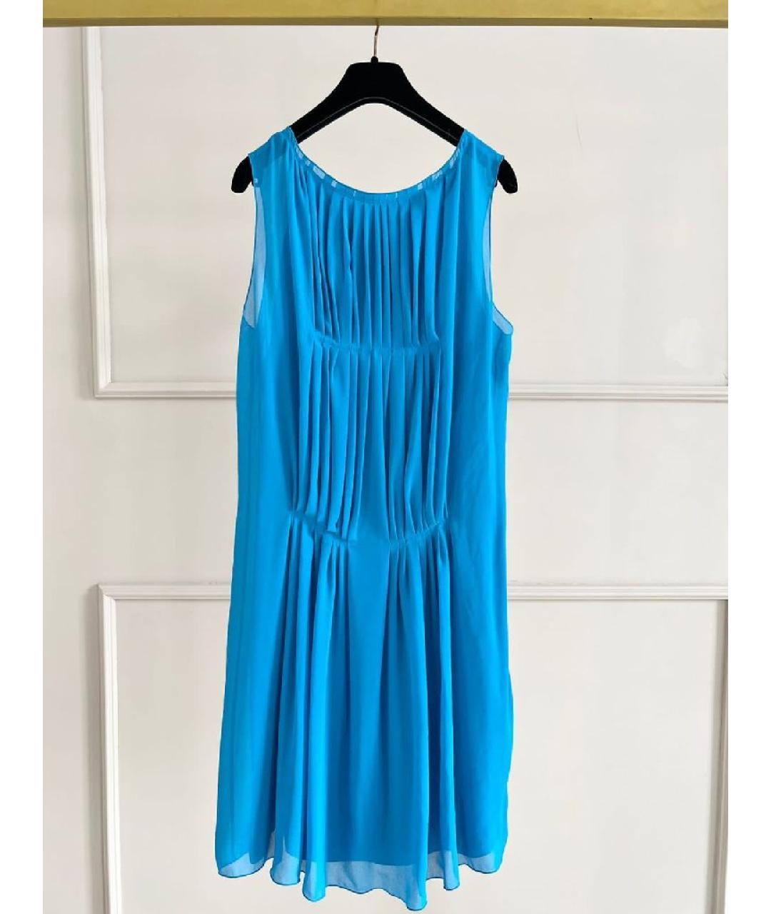 NINA RICCI Бирюзовое шелковое повседневное платье, фото 2