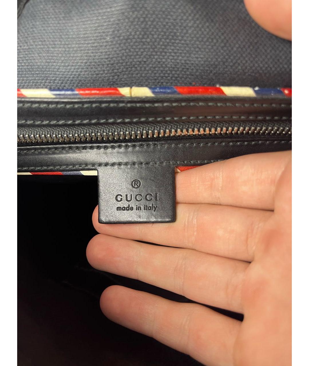 GUCCI Черная кожаная барсетка, фото 5