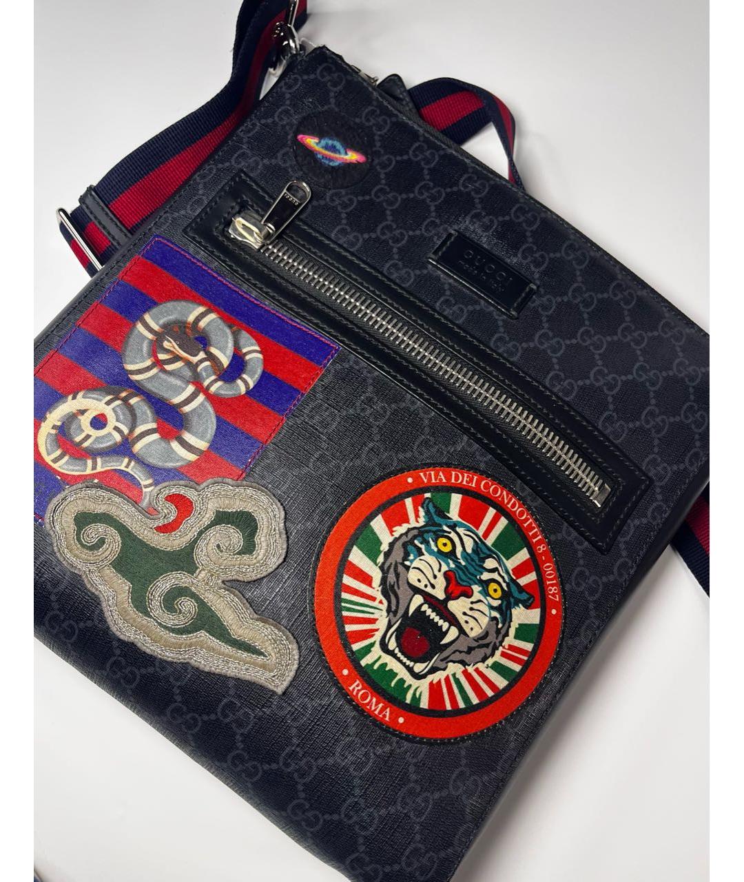 GUCCI Черная кожаная барсетка, фото 3