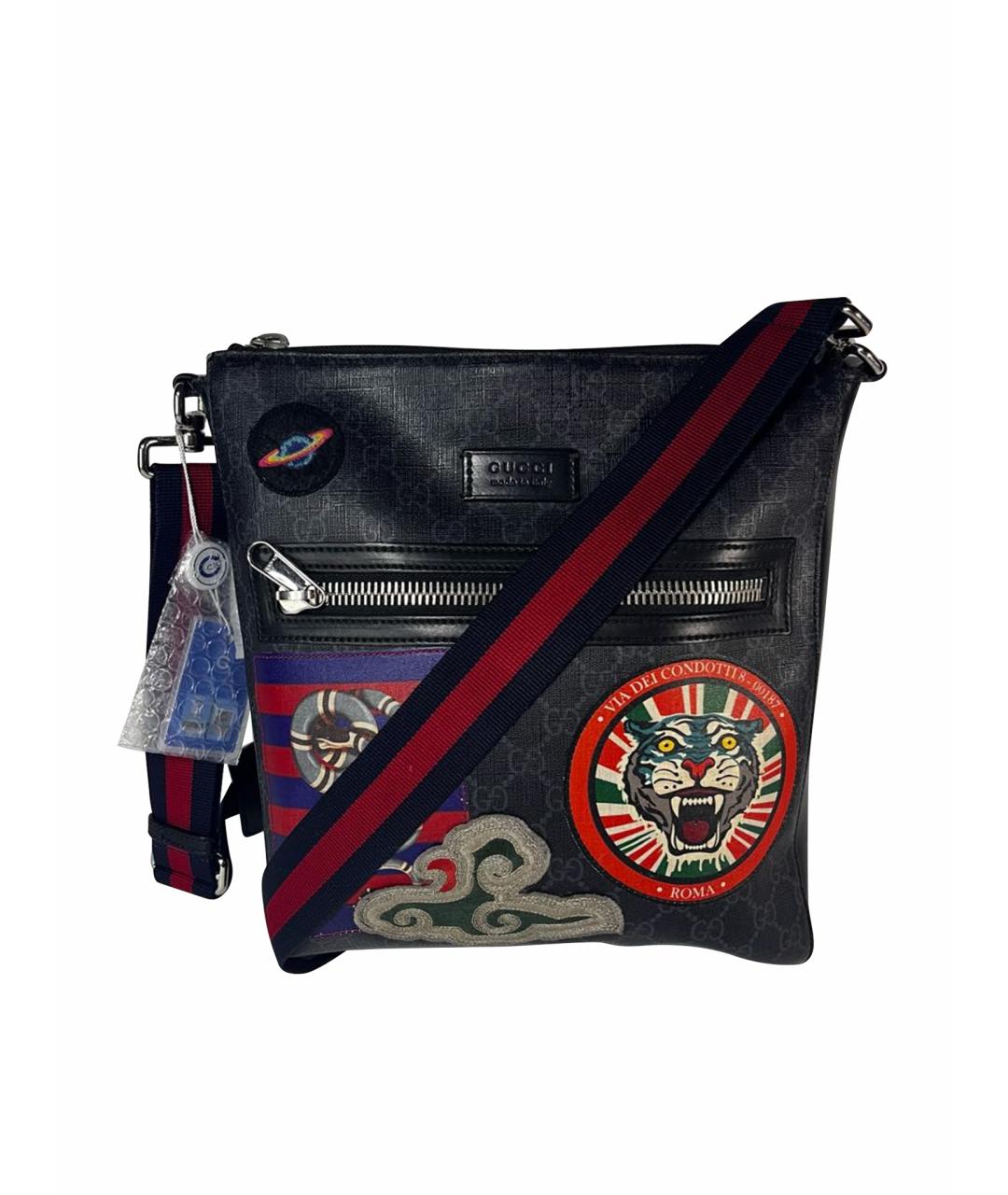 GUCCI Черная кожаная барсетка, фото 1
