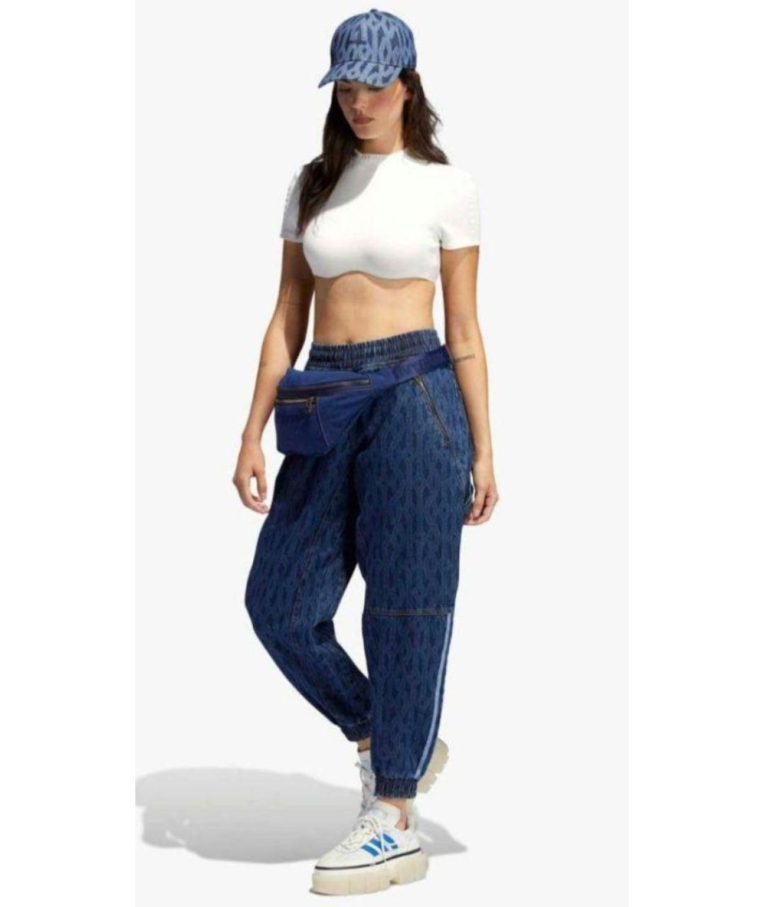 ADIDAS Темно-синие хлопковые прямые джинсы, фото 3