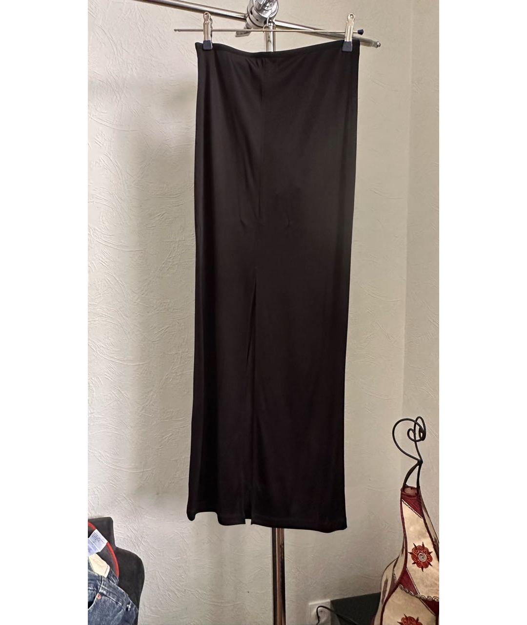 HELMUT LANG Черная вискозная юбка макси, фото 2