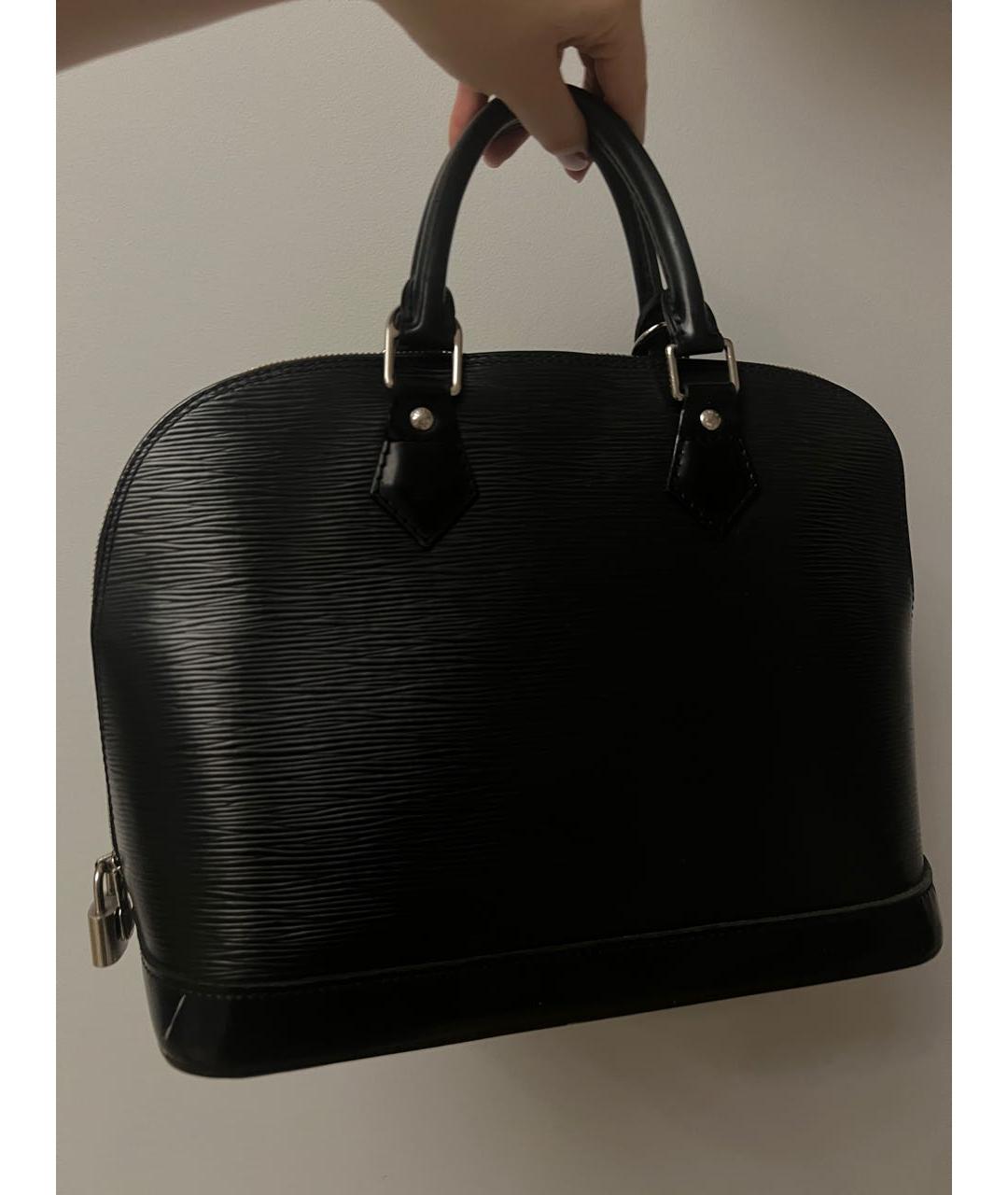 LOUIS VUITTON Черная кожаная сумка с короткими ручками, фото 5