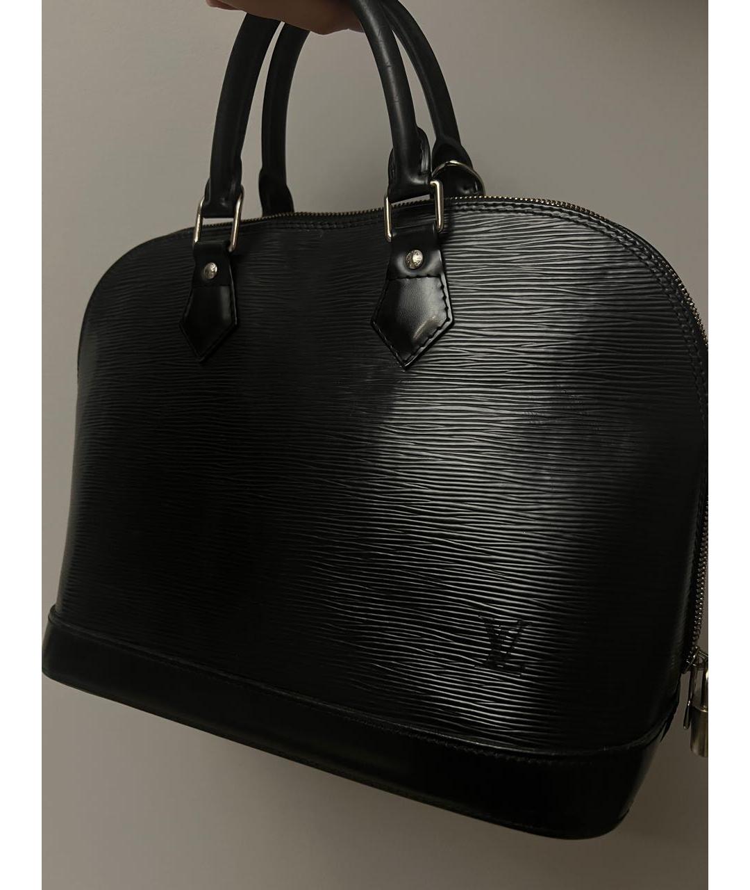 LOUIS VUITTON Черная кожаная сумка с короткими ручками, фото 2