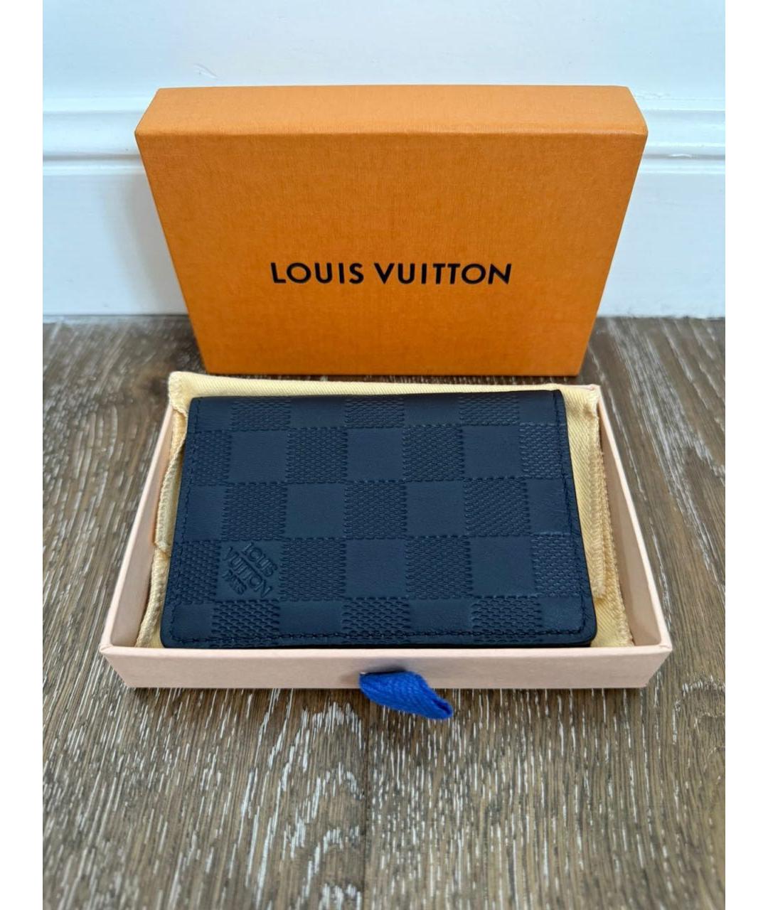 LOUIS VUITTON Черный кожаный кардхолдер, фото 4