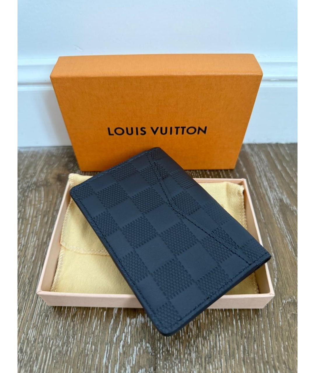 LOUIS VUITTON Черный кожаный кардхолдер, фото 2