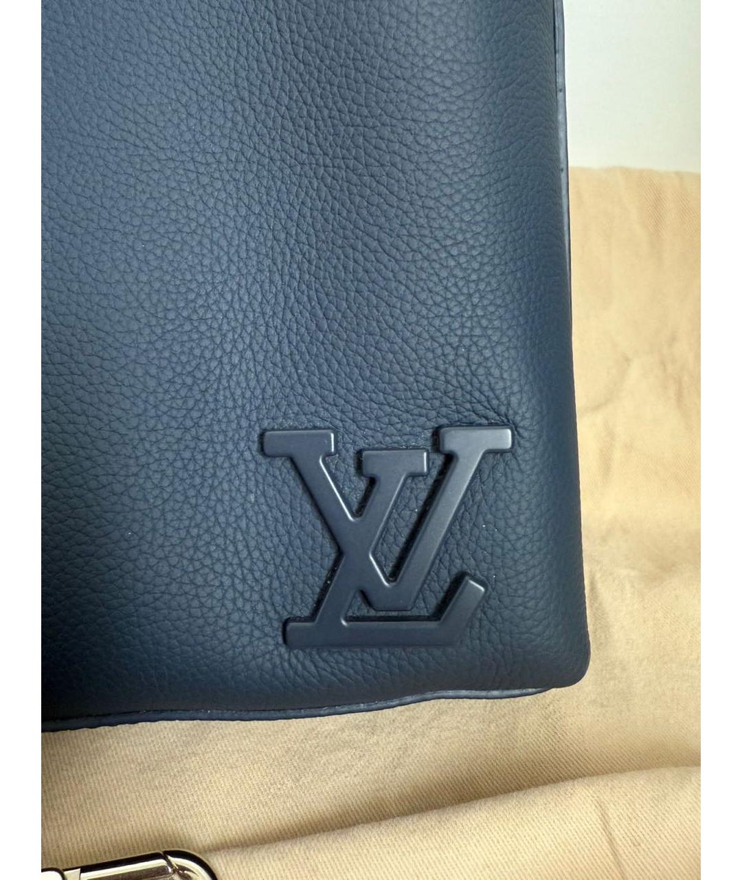 LOUIS VUITTON Темно-синий кожаный портфель, фото 3