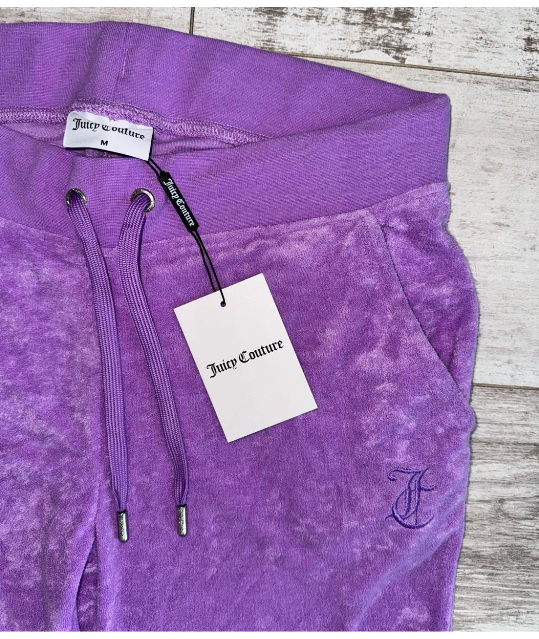 JUICY COUTURE Фиолетовые полиэстеровые спортивные брюки и шорты, фото 3