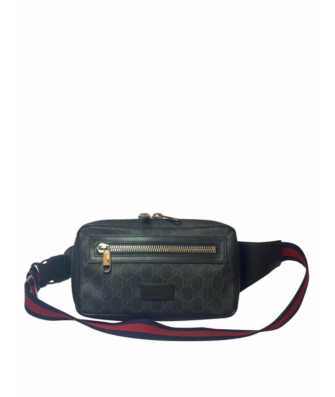 GUCCI Антрацитовая поясная сумка, фото 1