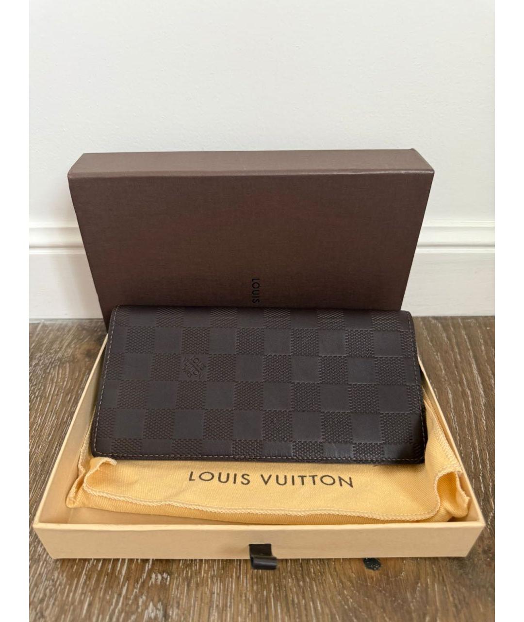 LOUIS VUITTON Коричневый кожаный кошелек, фото 5