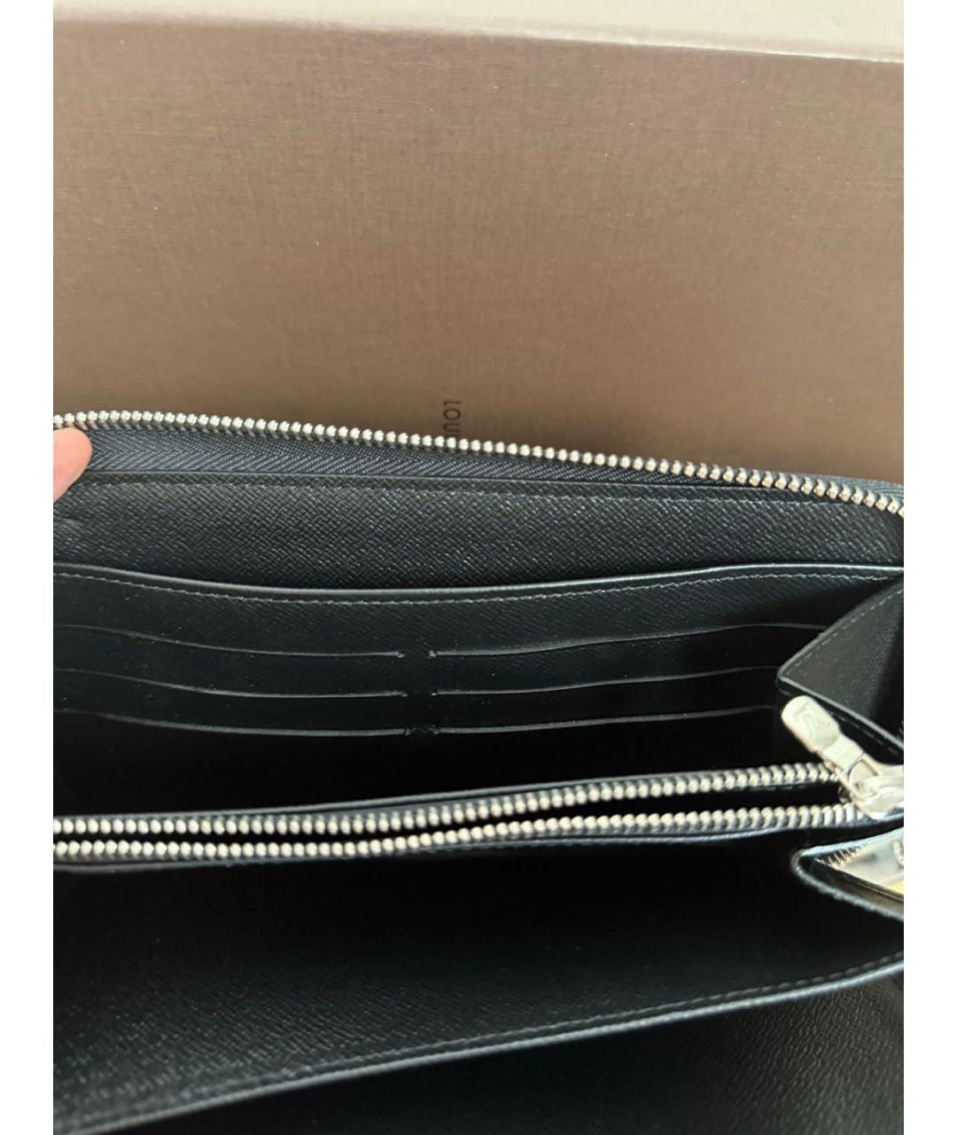 LOUIS VUITTON Черный кожаный кошелек, фото 4