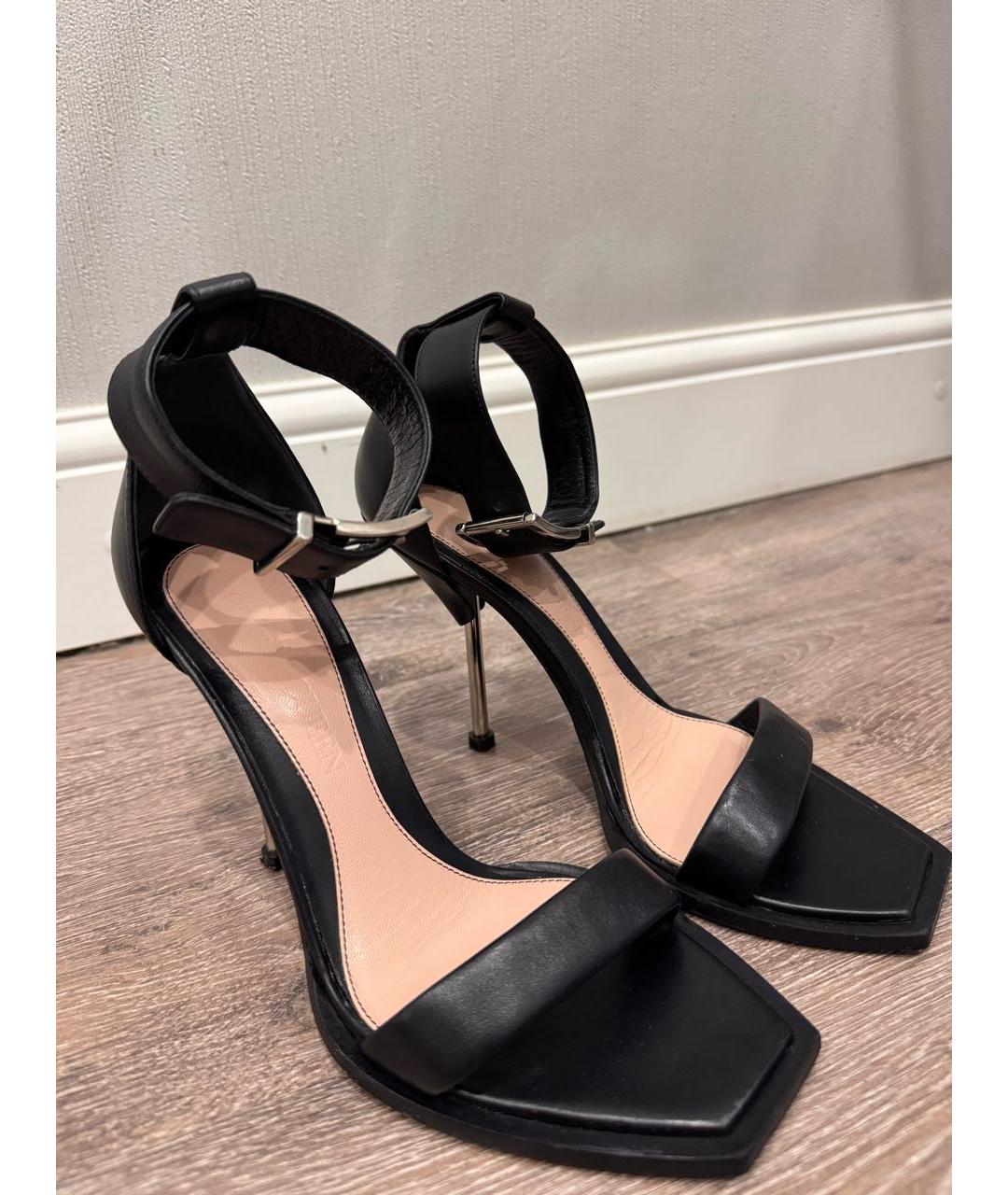 ALEXANDER MCQUEEN Черные кожаные босоножки, фото 2