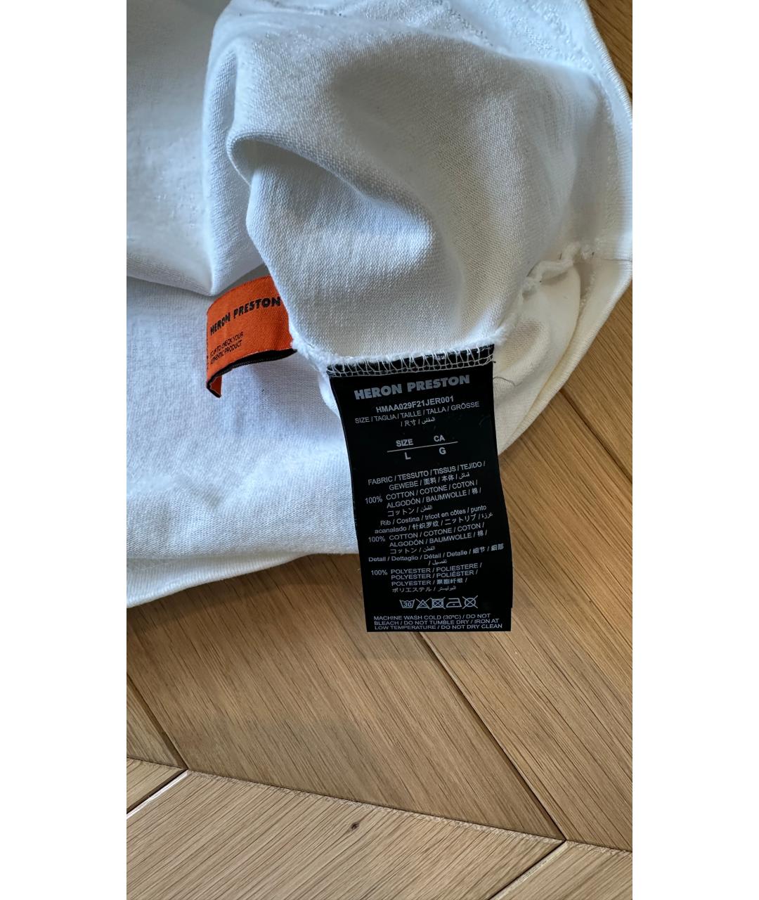 HERON PRESTON Белая хлопковая футболка, фото 3