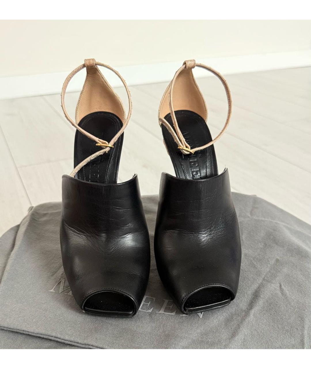 ALEXANDER MCQUEEN Черные кожаные мюли, фото 2