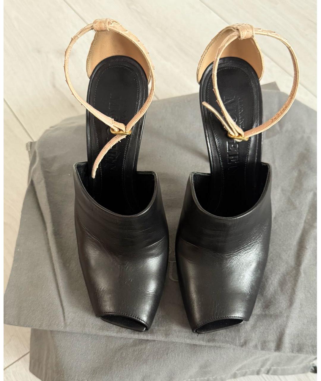 ALEXANDER MCQUEEN Черные кожаные мюли, фото 6