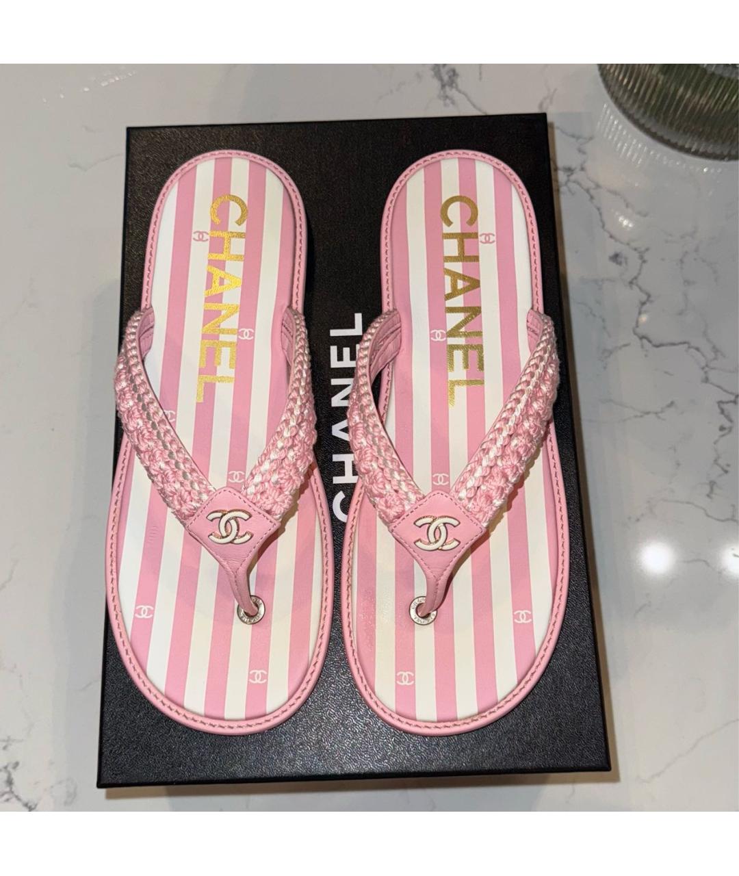 CHANEL Розовые шлепанцы, фото 3