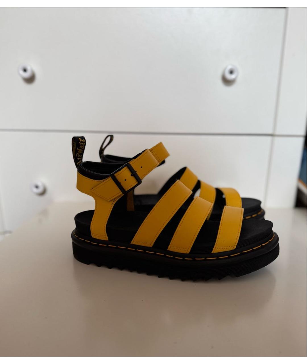 DR. MARTENS Желтые кожаные сандалии, фото 5