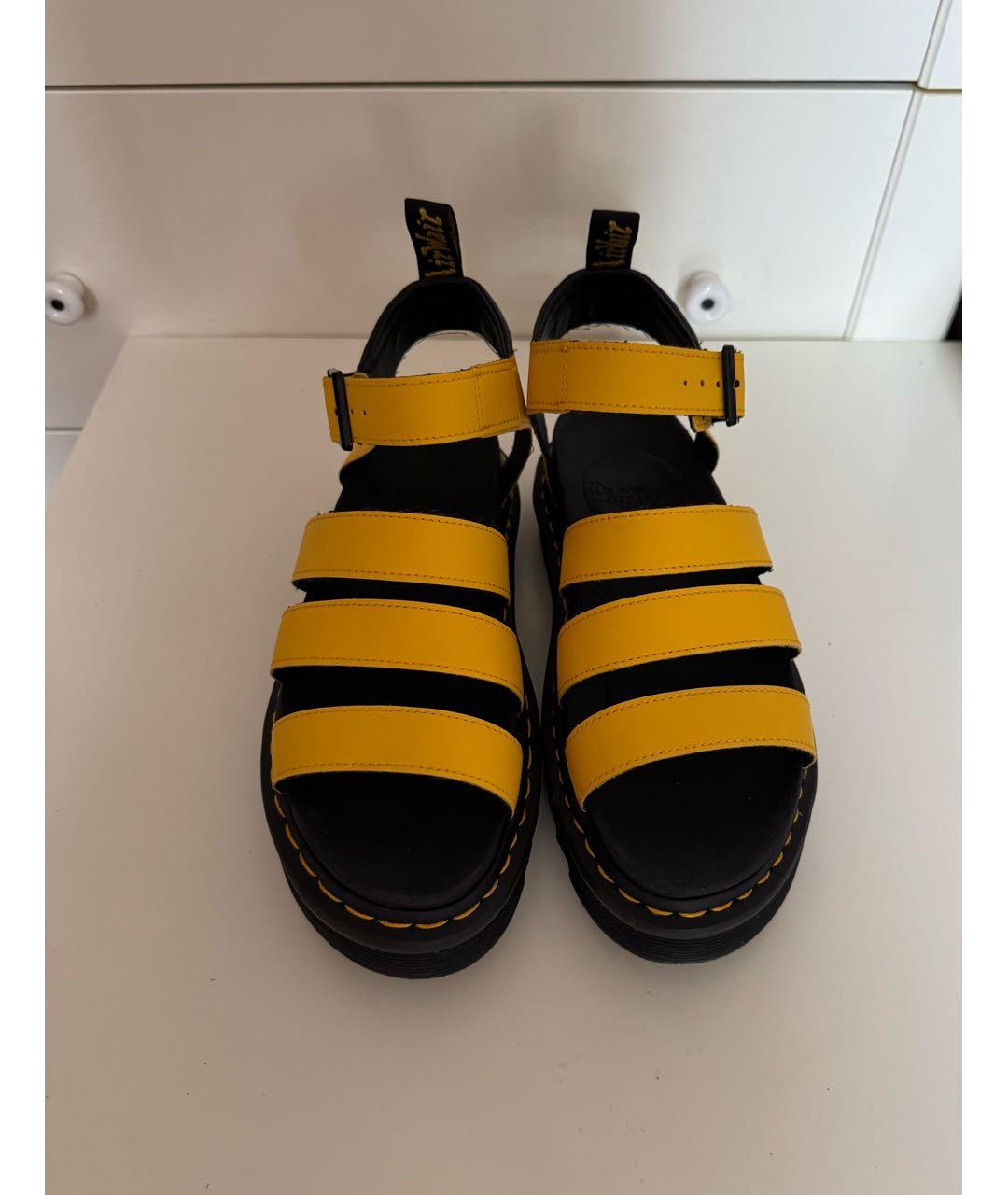 DR. MARTENS Желтые кожаные сандалии, фото 2