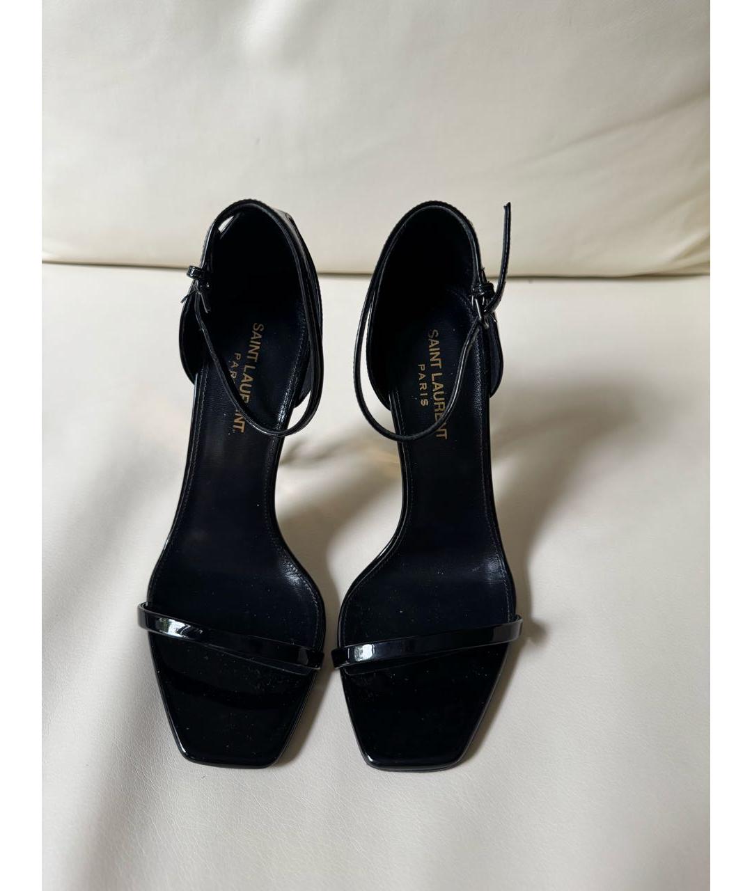 SAINT LAURENT Черные босоножки из лакированной кожи, фото 2