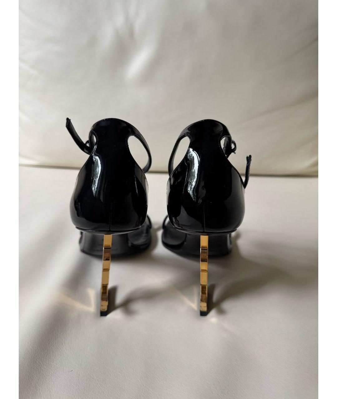 SAINT LAURENT Черные босоножки из лакированной кожи, фото 4
