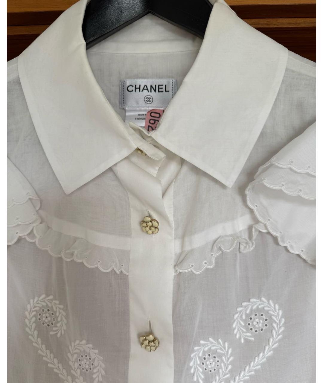 CHANEL Белая хлопковая блузы, фото 3