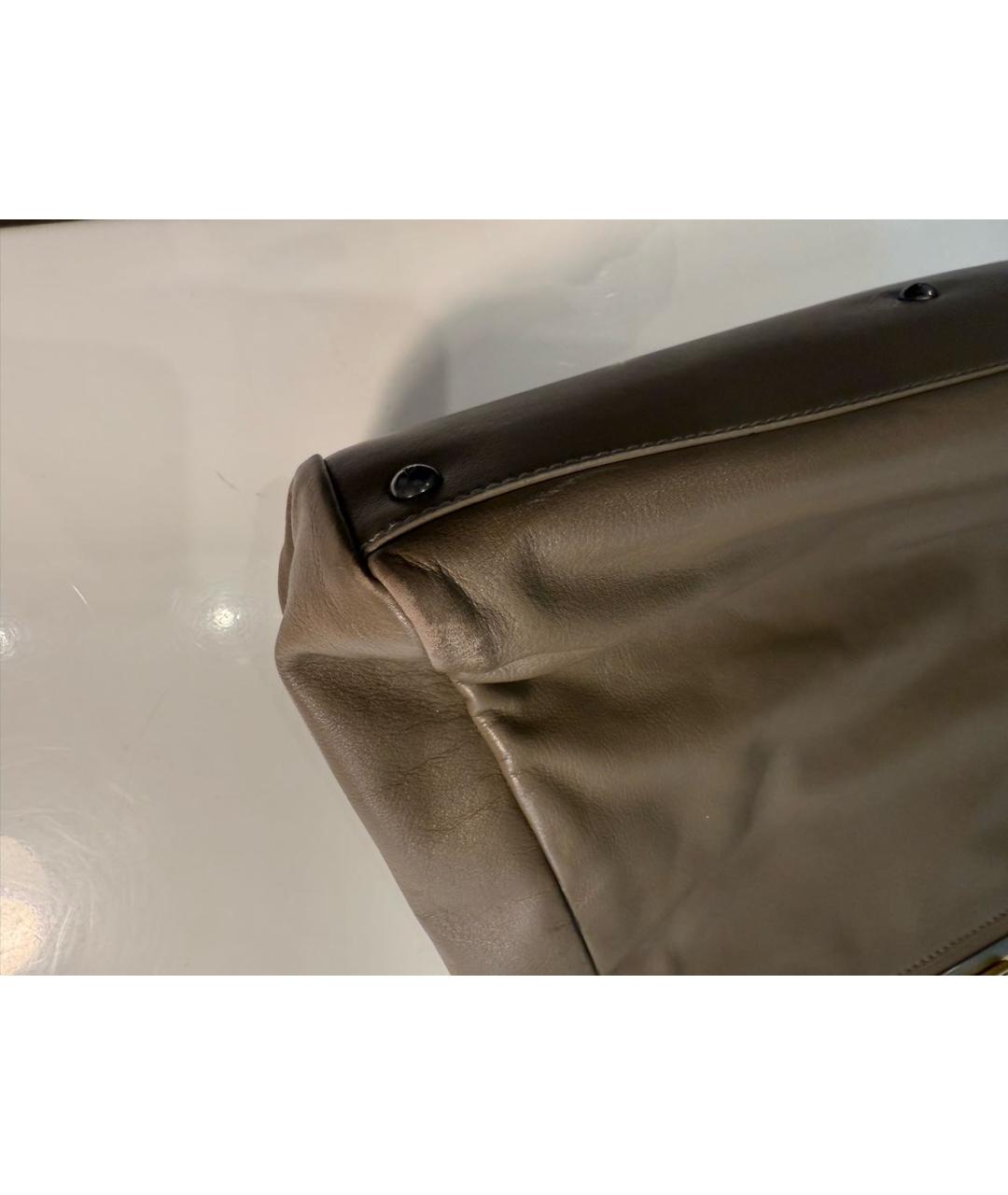 FENDI Антрацитовая кожаная сумка тоут, фото 4