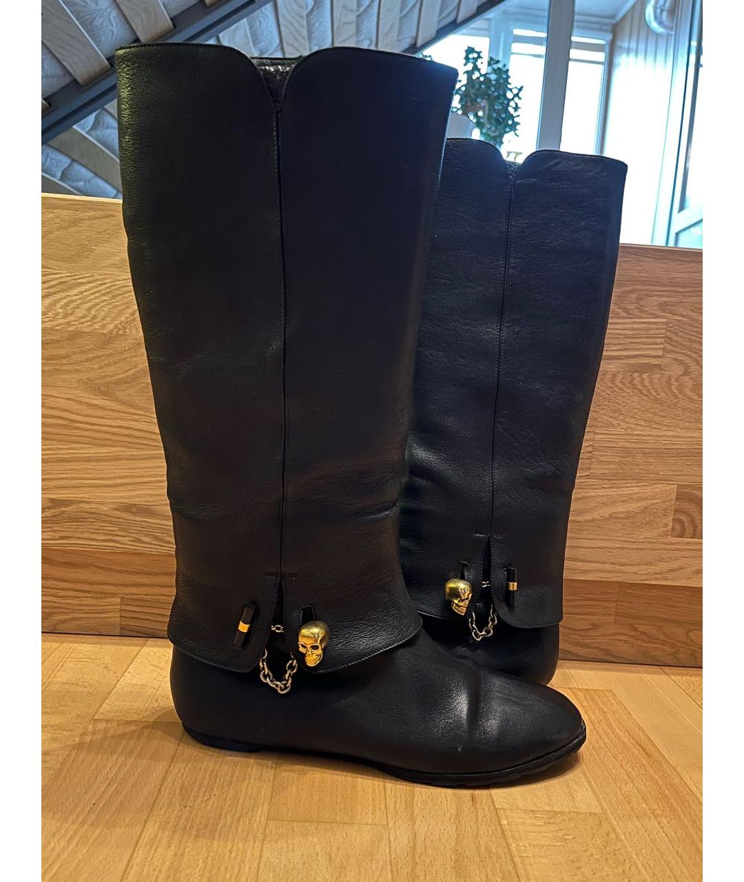 ALEXANDER MCQUEEN Черные кожаные сапоги, фото 9