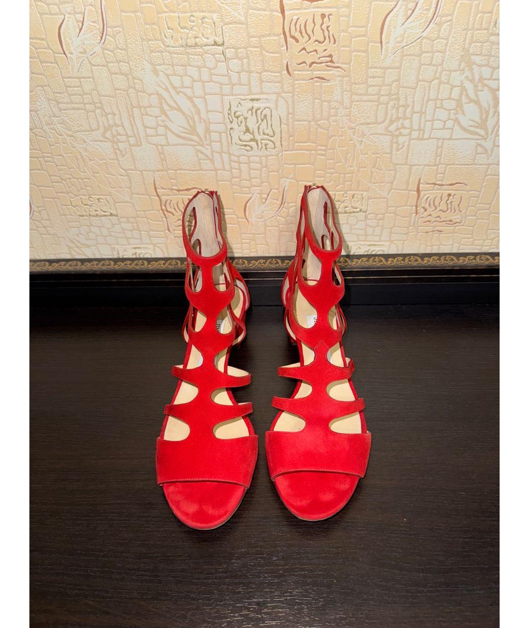 JIMMY CHOO Красные кожаные босоножки, фото 2