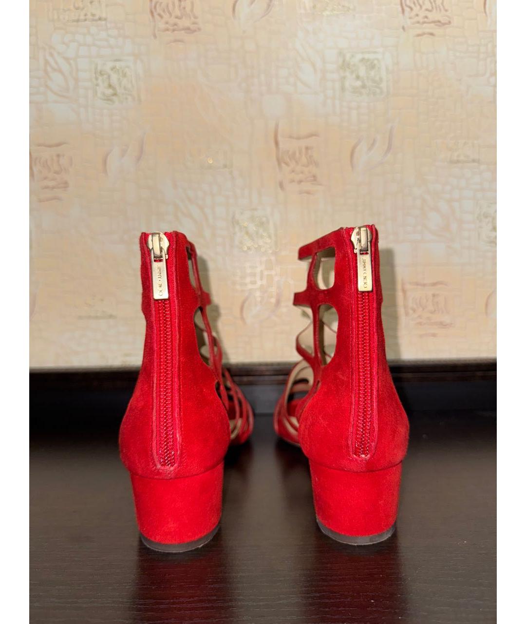 JIMMY CHOO Красные кожаные босоножки, фото 4