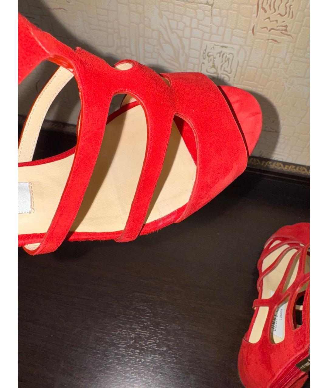 JIMMY CHOO Красные кожаные босоножки, фото 6