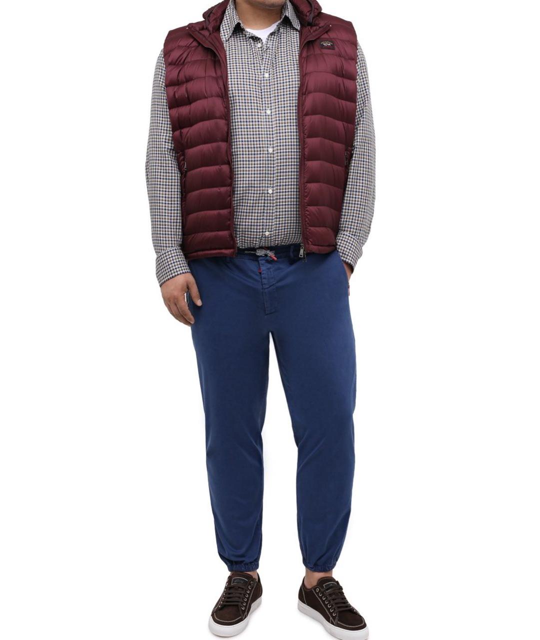 KITON Синие хлопковые повседневные брюки, фото 7
