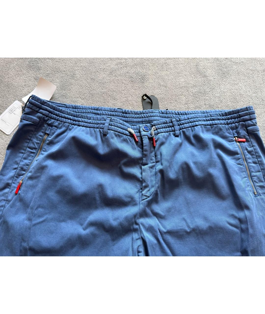 KITON Синие хлопковые повседневные брюки, фото 3