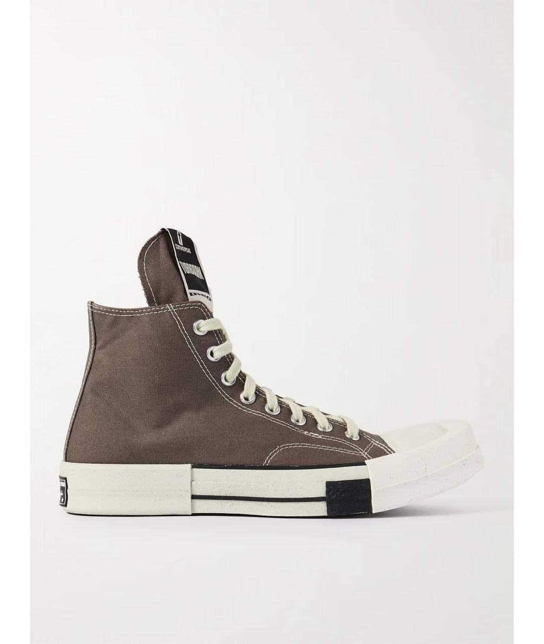 RICK OWENS DRKSHDW Коричневые текстильные высокие кроссовки / кеды, фото 10