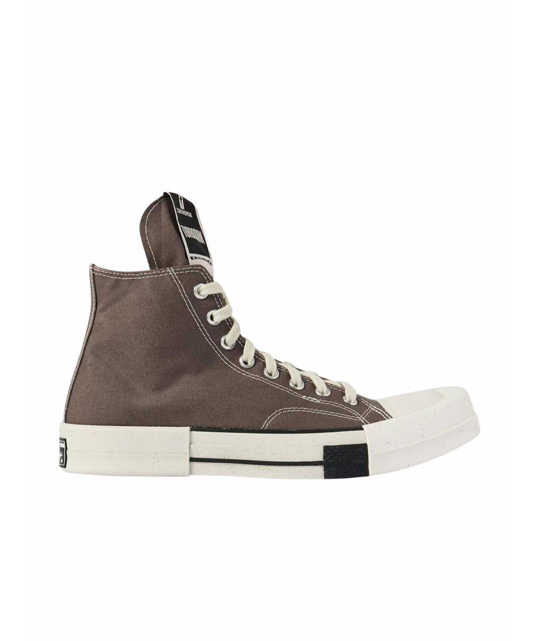 RICK OWENS DRKSHDW Коричневые текстильные высокие кроссовки / кеды, фото 1