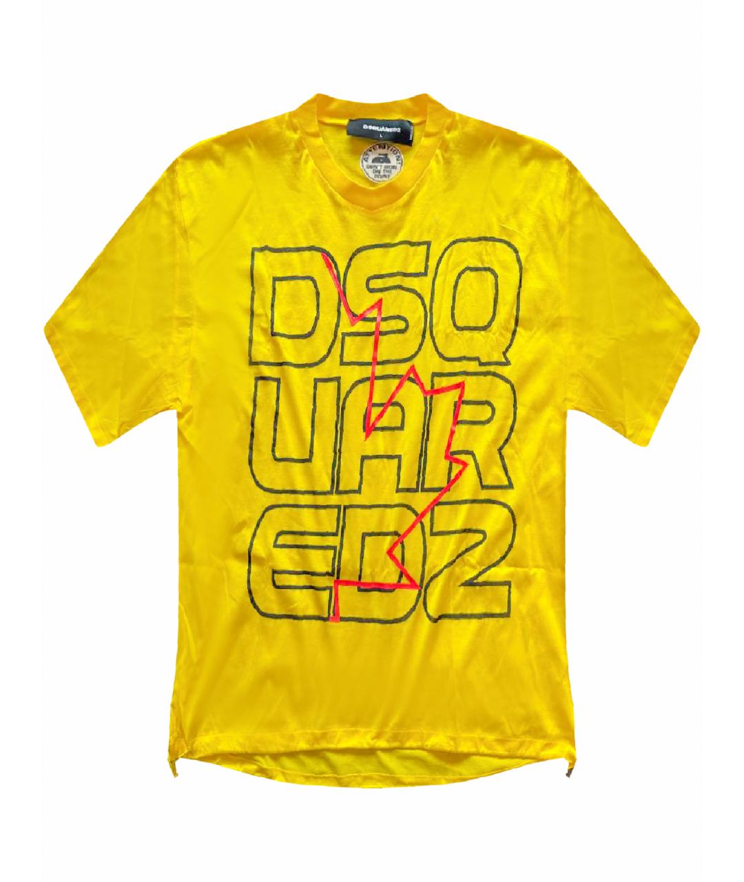 DSQUARED2 Желтая хлопковая футболка, фото 1