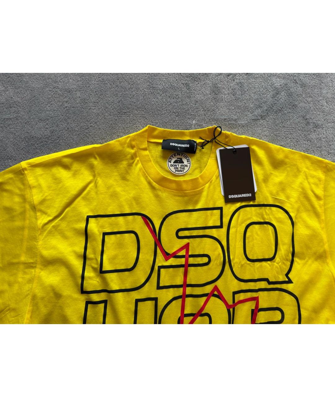 DSQUARED2 Желтая хлопковая футболка, фото 3