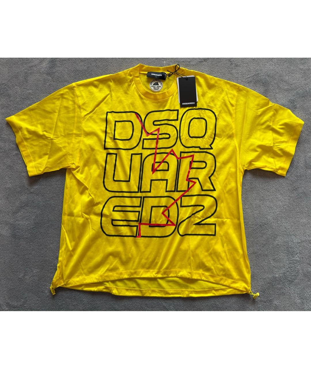 DSQUARED2 Желтая хлопковая футболка, фото 7