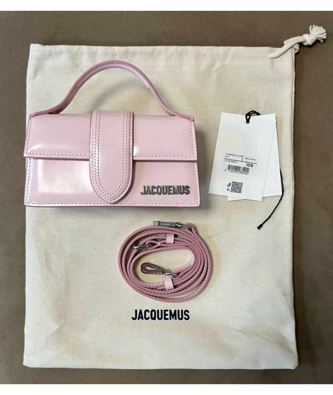 JACQUEMUS Розовая кожаная сумка с короткими ручками, фото 5