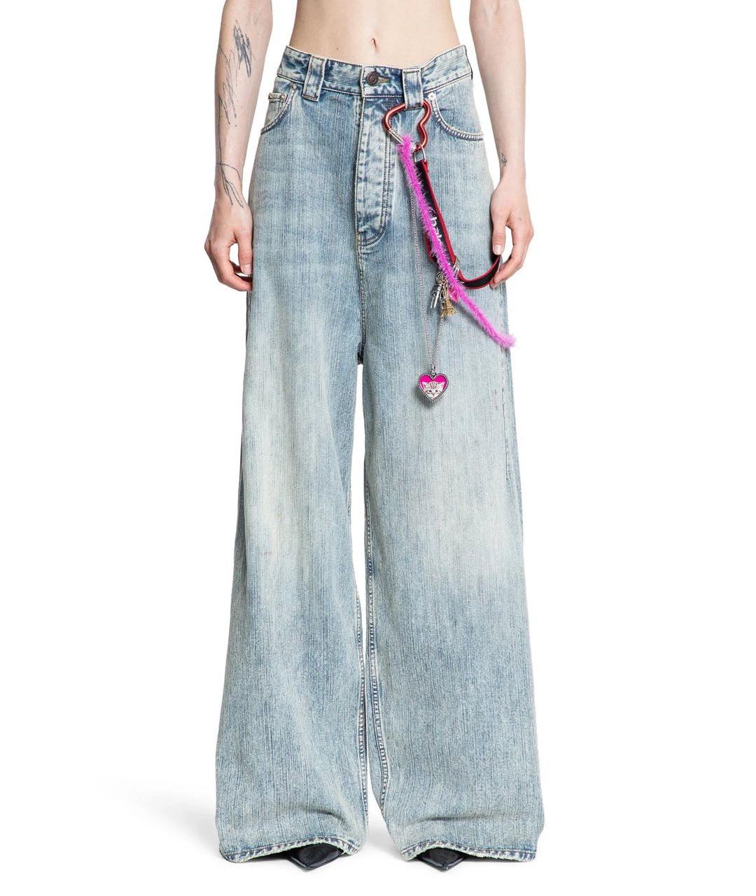BALENCIAGA Голубые хлопковые джинсы клеш, фото 3