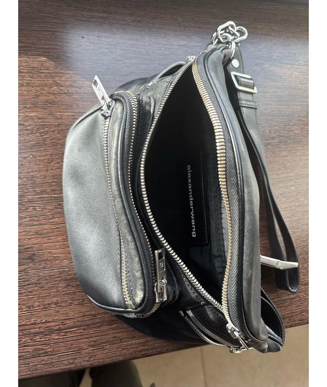 ALEXANDER WANG Черная кожаная сумка на плечо, фото 4
