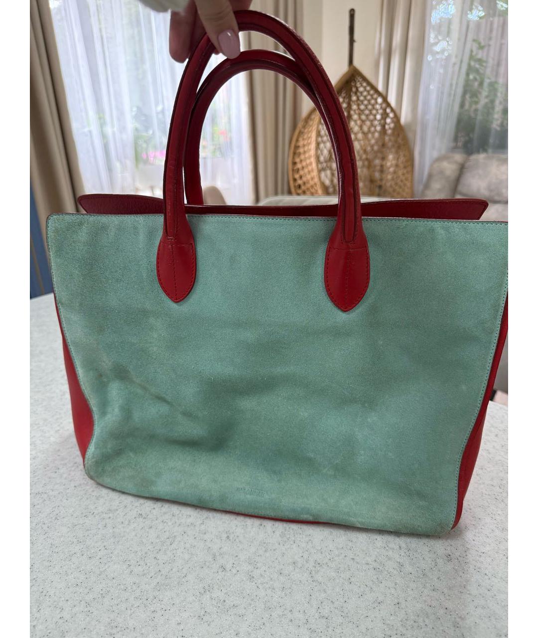 JIL SANDER Красная кожаная сумка с короткими ручками, фото 3