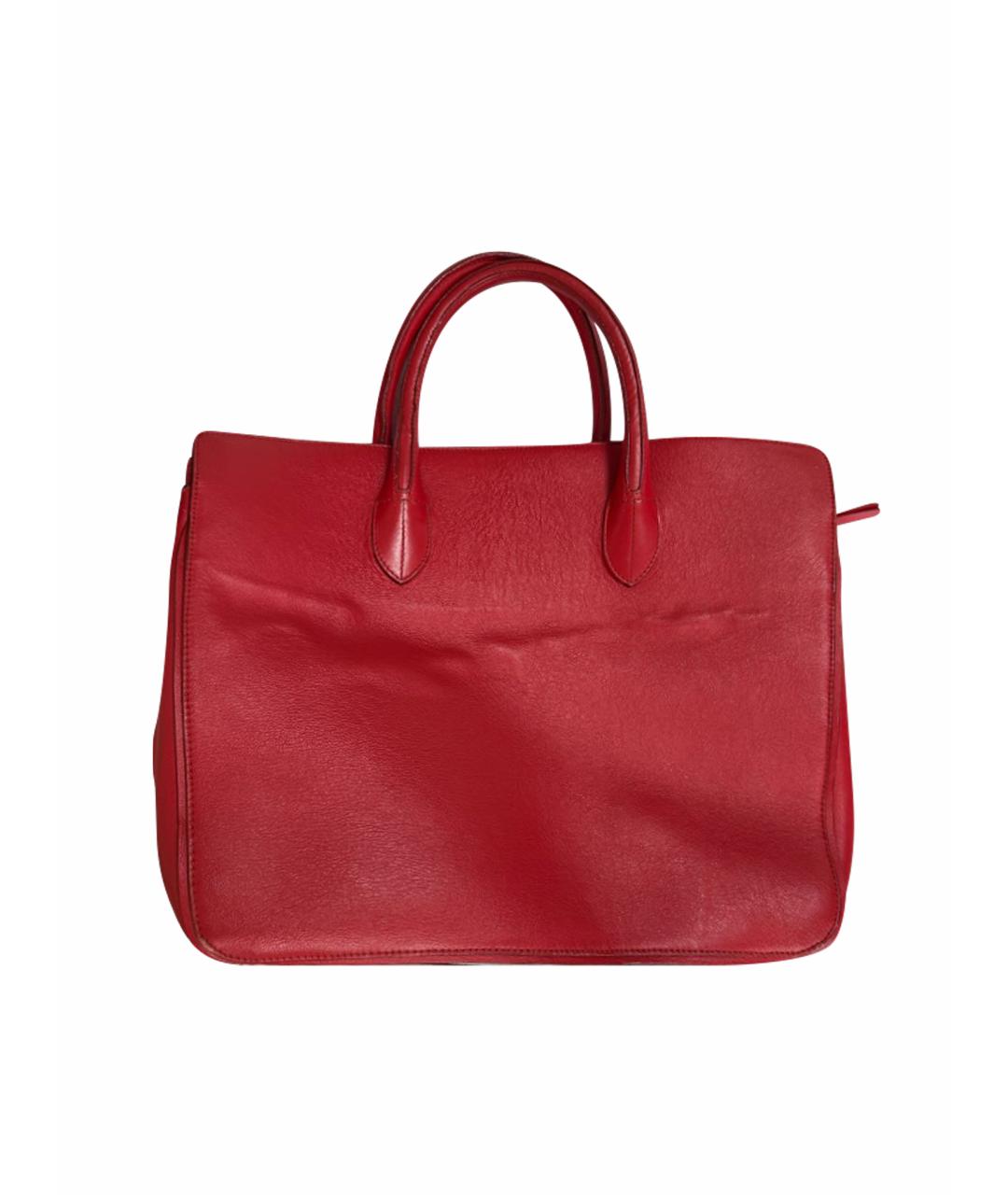 JIL SANDER Красная кожаная сумка с короткими ручками, фото 1