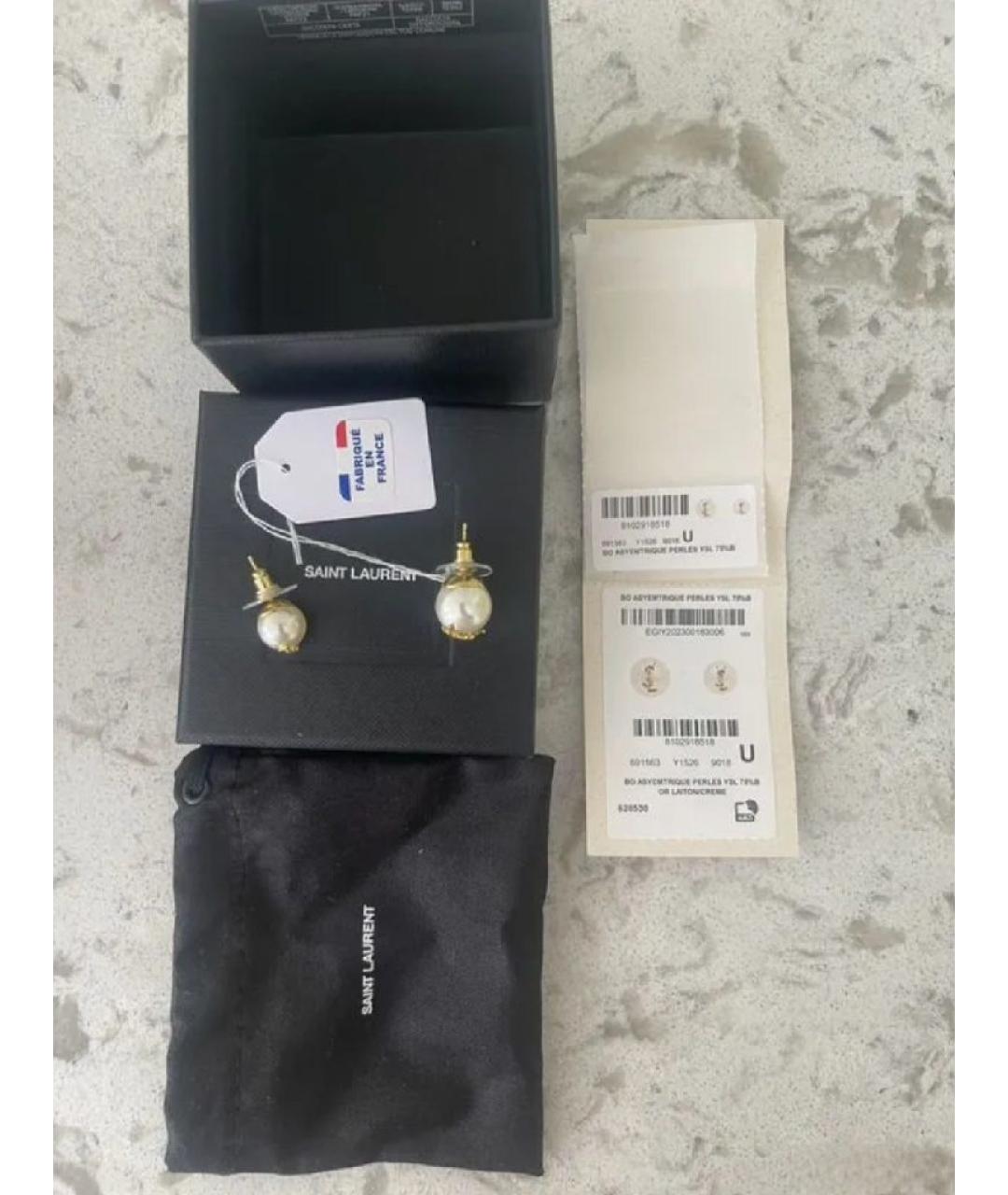 SAINT LAURENT Золотые жемчужные серьги, фото 5