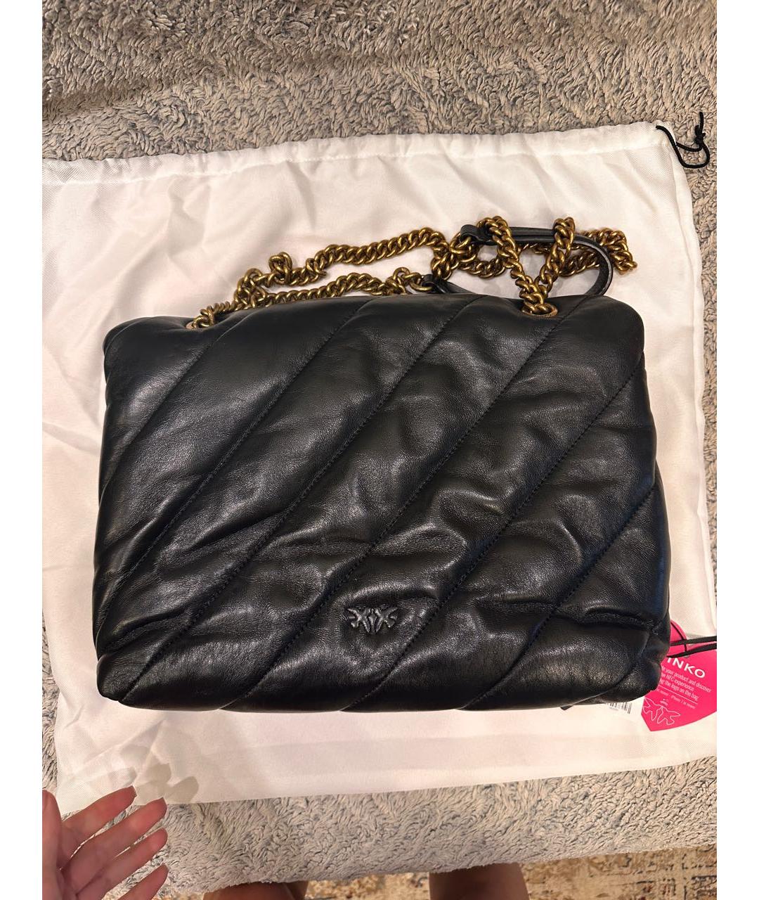 PINKO Черная кожаная сумка через плечо, фото 4
