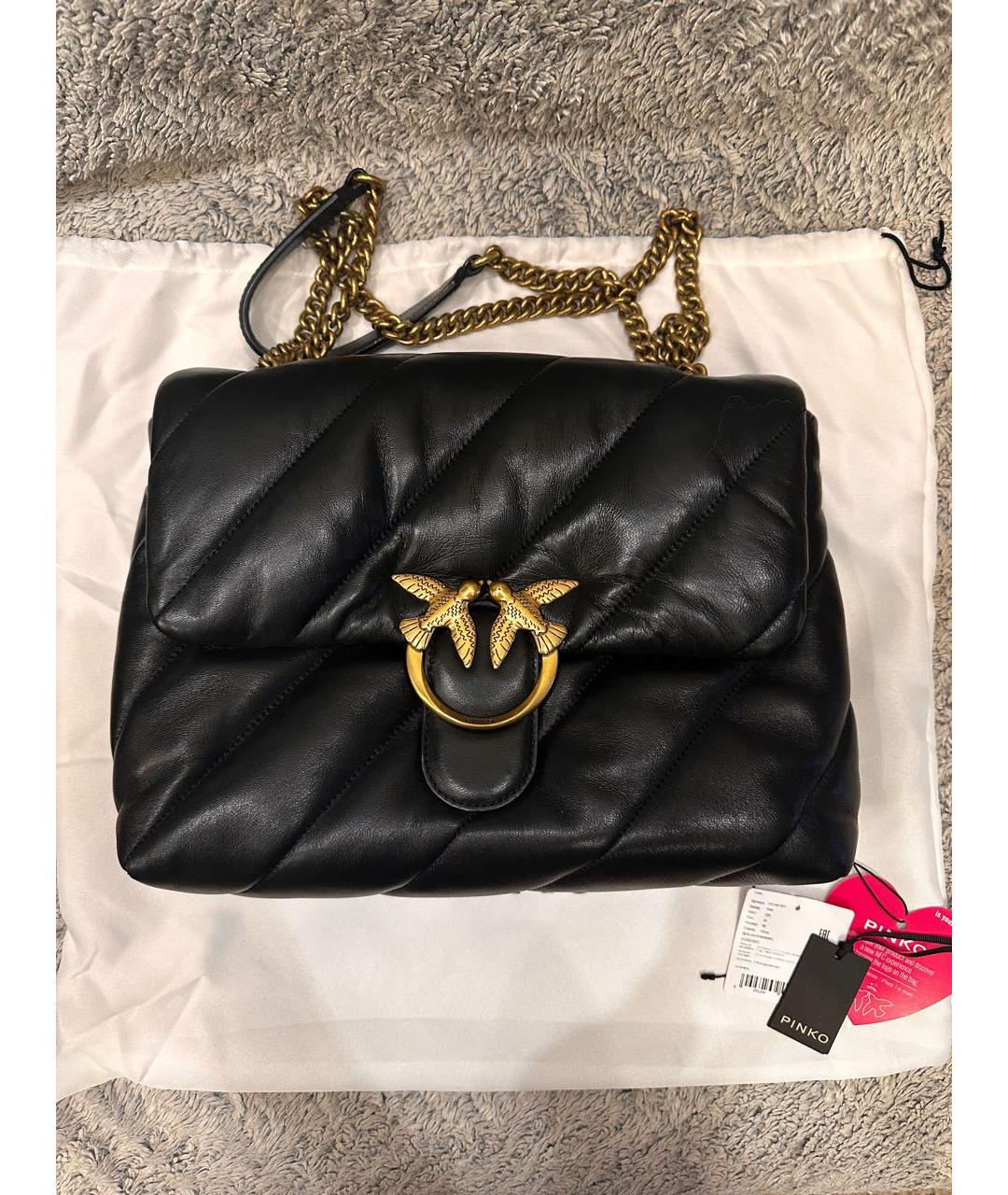 PINKO Черная кожаная сумка через плечо, фото 5