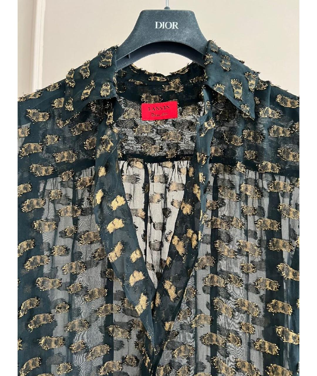 LANVIN Черное шелковое повседневное платье, фото 3