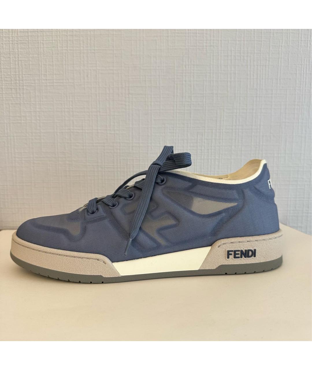 FENDI Синие замшевые кроссовки, фото 8